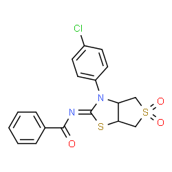 N-(3-(4-chlorophenyl)-5,5-dioxidotetrahydrothieno[3,4-d][1,3]thiazol-2(3H)-ylidene)benzamide structure