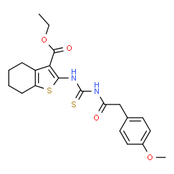 ethyl 2-[({[(4-methoxyphenyl)acetyl]amino}carbonothioyl)amino]-4,5,6,7-tetrahydro-1-benzothiophene-3-carboxylate结构式