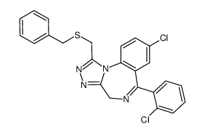1-(benzylsulfanylmethyl)-8-chloro-6-(2-chlorophenyl)-4H-[1,2,4]triazolo[4,3-a][1,4]benzodiazepine结构式