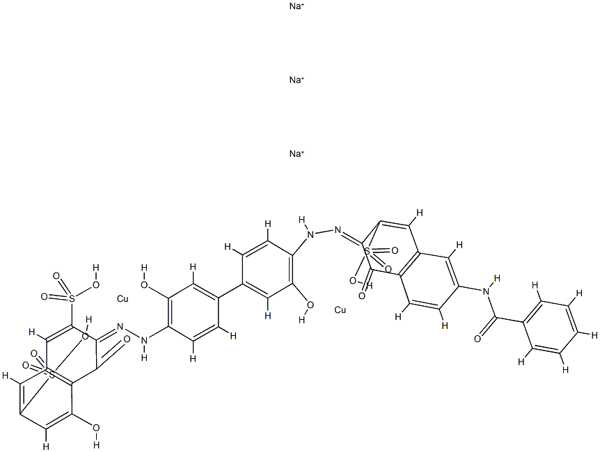 trisodium [mu-[3-[[4'-[[6-benzamido-1-hydroxy-3-sulpho-2-naphthyl]azo]-3,3'-dihydroxy[1,1'-biphenyl]-4-yl]azo]-4,5-dihydroxynaphthalene-2,7-disulphonato(7-)]]dicuprate(3-) Structure