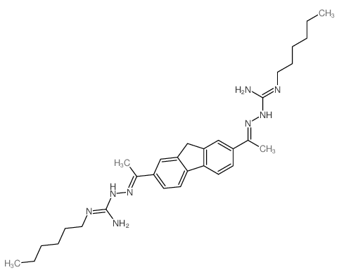 2-hexyl-1-[1-[7-[N-[(N-hexylcarbamimidoyl)amino]-C-methyl-carbonimidoyl]-9H-fluoren-2-yl]ethylideneamino]guanidine结构式