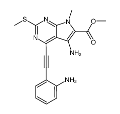 methyl 5-amino-4-[(2-aminophenyl)ethynyl]-7-methyl-2-(methylsulfanyl)-7H-pyrrolo[2,3-d]pyrimidine-6-carboxylate Structure