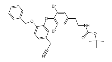 tert-butyl (4-(2-(benzyloxy)-5-(cyanomethyl)phenoxy)-3,5-dibromophenethyl)carbamate Structure