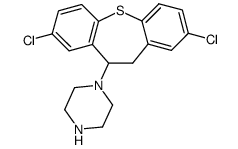 2,8-dichloro-10-piperazino-10,11-dihydrodibenzo(b,f)thiepin Structure