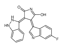 3-(1,2-dihydroindazol-3-ylidene)-4-(6-fluoroindol-3-ylidene)pyrrolidine-2,5-dione结构式