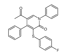 5-acetyl-3-(4-fluorophenyl)sulfanyl-1,4-diphenylpyridin-2-one结构式