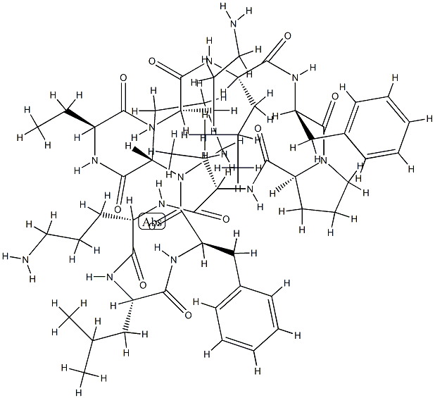 Cyclo(L-Abu-L-Orn-L-Leu-D-Phe-L-Pro-L-Abu-L-Orn-L-Leu-D-Phe-L-Pro-) Structure