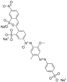 trisodium 5-[[2-methoxy-5-methyl-4-[(4-sulphonatophenyl)azo]phenyl]-N,N,O-azoxy]-2-[2-(4-nitro-2-sulphonatophenyl)vinyl]benzenesulphonate结构式