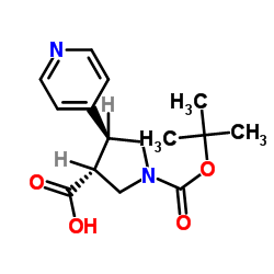 N-BOC-(3S,4R)-4-(4-吡啶基)吡咯烷-3-羧酸结构式