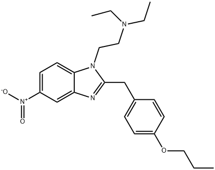 1H-Benzimidazole-1-ethanamine, N,N-diethyl-5-nitro-2-[(4-propoxyphenyl)methyl]-结构式