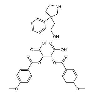 (+)-3-phenyl-3-(2-hydroxy-ethyl)-pyrrolidine (R,R)-di-p-anisoyltartaric acid salt结构式
