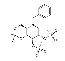 N-benzyl-1,5-dideoxy-1,5-imino-4,6-O-isopropylidene-2,3-di-O-(methylsulfonyl)-D-glucitol Structure