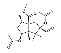 methyl 3,exo-6-diacetoxy-4,4,exo-8-trimethyl-3-(1-oxoethyl)-cis-bicyclo<3.3.0>octane-1-carboxylate Structure