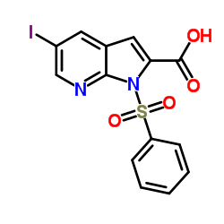 5-Iodo-1-(phenylsulfonyl)-1H-pyrrolo[2,3-b]pyridine-2-carboxylic acid结构式