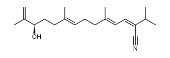 (R,2Z,4E,8E)-12-hydroxy-2-isopropyl-5,9,13-trimethyltetradeca-2,4,8,13-tetraenenitrile结构式