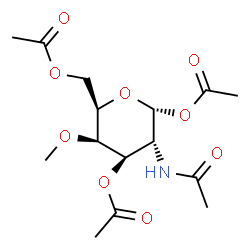 2-Acetylamino-4-O-methyl-2-deoxy-α-D-galactopyranose 1,3,6-triacetate structure