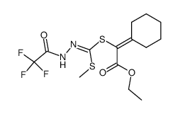 ethyl 2-cyclohexylidene-2-(((methylthio)(2-(2,2,2-trifluoroacetyl)hydrazono)methyl)thio)acetate Structure