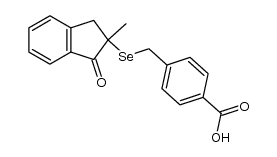 4-(((2-methyl-1-oxo-2,3-dihydro-1H-inden-2-yl)selanyl)methyl)benzoic acid结构式