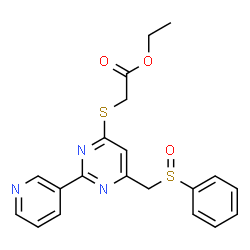 ETHYL 2-([6-[(PHENYLSULFINYL)METHYL]-2-(3-PYRIDINYL)-4-PYRIMIDINYL]SULFANYL)ACETATE structure