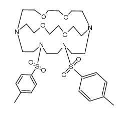 13,16-bis(p-tolylsulphonyl)-4,7,21,24-tetraoxa-1,10,13,16-tetra-azabicyclo[8.8.8]hexacosane结构式