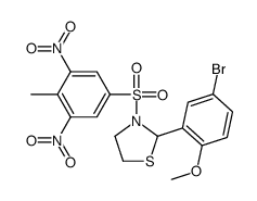 2-(5-bromo-2-methoxyphenyl)-3-(4-methyl-3,5-dinitrophenyl)sulfonyl-1,3-thiazolidine结构式