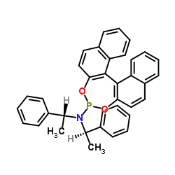 (11bS)-N,N-双[(R)-1-苯基乙基]-联萘并[2,1-d:1',2'-f][1,3,2]二氧膦杂-4-胺结构式