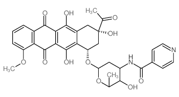 N-[6-[(3-acetyl-3,5,12-trihydroxy-10-methoxy-6,11-dioxo-2,4-dihydro-1H-tetracen-1-yl)oxy]-3-hydroxy-2-methyl-oxan-4-yl]pyridine-4-carboxamide Structure