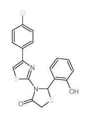 3-[4-(4-chlorophenyl)-1,3-thiazol-2-yl]-2-(2-hydroxyphenyl)thiazolidin-4-one结构式