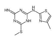 6-methylsulfanyl-2-N-(4-methyl-1,3-thiazol-2-yl)-1,3,5-triazine-2,4-diamine结构式