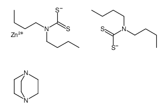 (1,4-diazabicyclo[2.2.2]octane-N1)bis(dibutyldithiocarbamato-S,S')zinc Structure