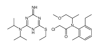 2-chloro-N-(2-ethyl-6-methylphenyl)-N-(1-methoxypropan-2-yl)acetamide,6-ethylsulfanyl-2-N,2-N-di(propan-2-yl)-1,3,5-triazine-2,4-diamine Structure