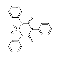 2-chloro-1,3,5-triphenyl-1,3,5,2λ5-triazaphosphinane-2,4,6-trithione Structure