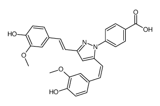 4-(3,5-bis((E)-4-Hydroxy-3-Methoxystyryl)-1H-pyrazol-1-yl)benzoic acid structure