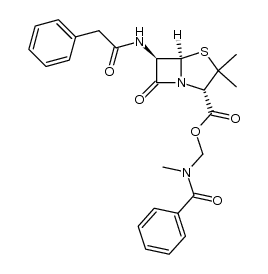 (2S,5R,6R)-(N-methylbenzamido)methyl 3,3-dimethyl-7-oxo-6-(2-phenylacetamido)-4-thia-1-azabicyclo[3.2.0]heptane-2-carboxylate Structure