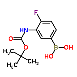 (3-((叔-丁氧基羰基)氨基)-4-氟苯基)硼酸结构式
