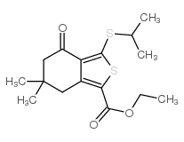 3-(异丙基硫代)-6,6-二甲基-4-氧代-4,5,6,7-四氢苯并[c]噻吩-1-羧酸乙酯结构式