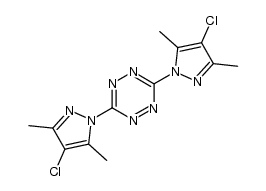 3,6-Bis(4-chloro-3,5-dimethyl-1-pyrazolyl)-1,2,4,5-tetrazine结构式
