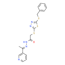 2-{[5-(benzylsulfanyl)-1,3,4-thiadiazol-2-yl]sulfanyl}-N'-[(1E)-1-(pyridin-3-yl)ethylidene]acetohydrazide结构式