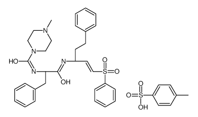 N-[(2S)-1-[[(E,3S)-1-(benzenesulfonyl)-5-phenylpent-1-en-3-yl]amino]-1-oxo-3-phenylpropan-2-yl]-4-methylpiperazine-1-carboxamide,4-methylbenzenesulfonic acid Structure