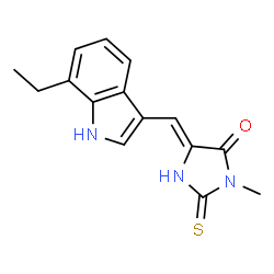 4-Imidazolidinone,5-[(7-ethyl-1H-indol-3-yl)methylene]-3-methyl-2-thioxo-(9CI) structure