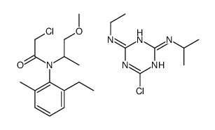 2-chloro-N-(2-ethyl-6-methylphenyl)-N-(1-methoxypropan-2-yl)acetamide,6-chloro-4-N-ethyl-2-N-propan-2-yl-1,3,5-triazine-2,4-diamine Structure