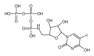 N-[[(2R,3S,4R,5R)-3,4-dihydroxy-5-(5-iodo-2,4-dioxopyrimidin-1-yl)oxolan-2-yl]methyl]-[hydroxy(phosphonooxy)phosphoryl]oxyphosphonamidic acid结构式