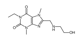 1-ethyl-8-[(2-hydroxy-ethylamino)-methyl]-3,7-dimethyl-3,7-dihydro-purine-2,6-dione Structure