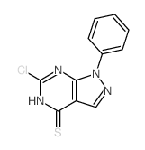 3-chloro-9-phenyl-2,4,8,9-tetrazabicyclo[4.3.0]nona-1,3,6-triene-5-thione structure