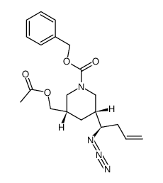 (3S,5R,1'R)-(-)-3-acetoxymethyl-5-(1'-azidobut-3'-enyl)-1-piperidine-1-carboxylic acid benzyl ester Structure