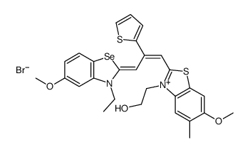 2-[3-(3-ethyl-5-methoxybenzoselenazol-2(3H)-ylidene)-2-(thien-2-yl)prop-1-enyl]-3-(2-hydroxyethyl)-6-methoxy-5-methylbenzothiazolium bromide Structure