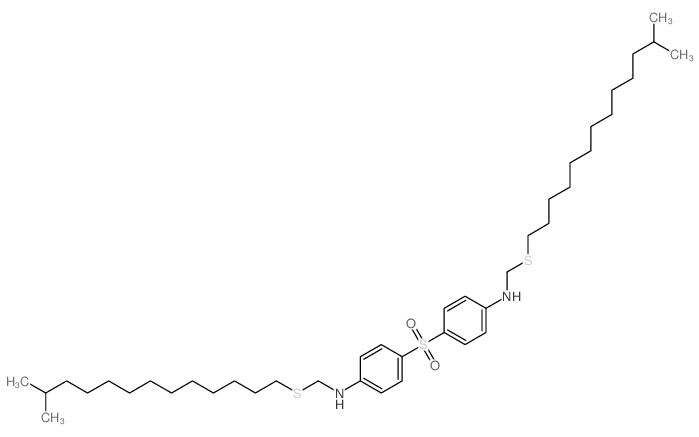 N-(12-methyltridecylsulfanylmethyl)-4-[4-(12-methyltridecylsulfanylmethylamino)phenyl]sulfonyl-aniline Structure