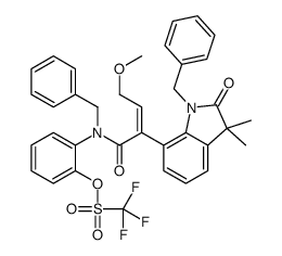 [2-[benzyl-[2-(1-benzyl-3,3-dimethyl-2-oxoindol-7-yl)-4-methoxybut-2-enoyl]amino]phenyl] trifluoromethanesulfonate Structure