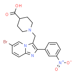 1-[6-BROMO-2-(3-NITROPHENYL)IMIDAZO[1,2-A]PYRIDIN-3-YLMETHYL]PIPERIDINE-4-CARBOXYLICACID结构式