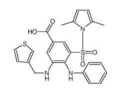 4-anilino-3-(2,5-dimethylpyrrol-1-yl)sulfonyl-5-(thiophen-3-ylmethylam ino)benzoic acid结构式